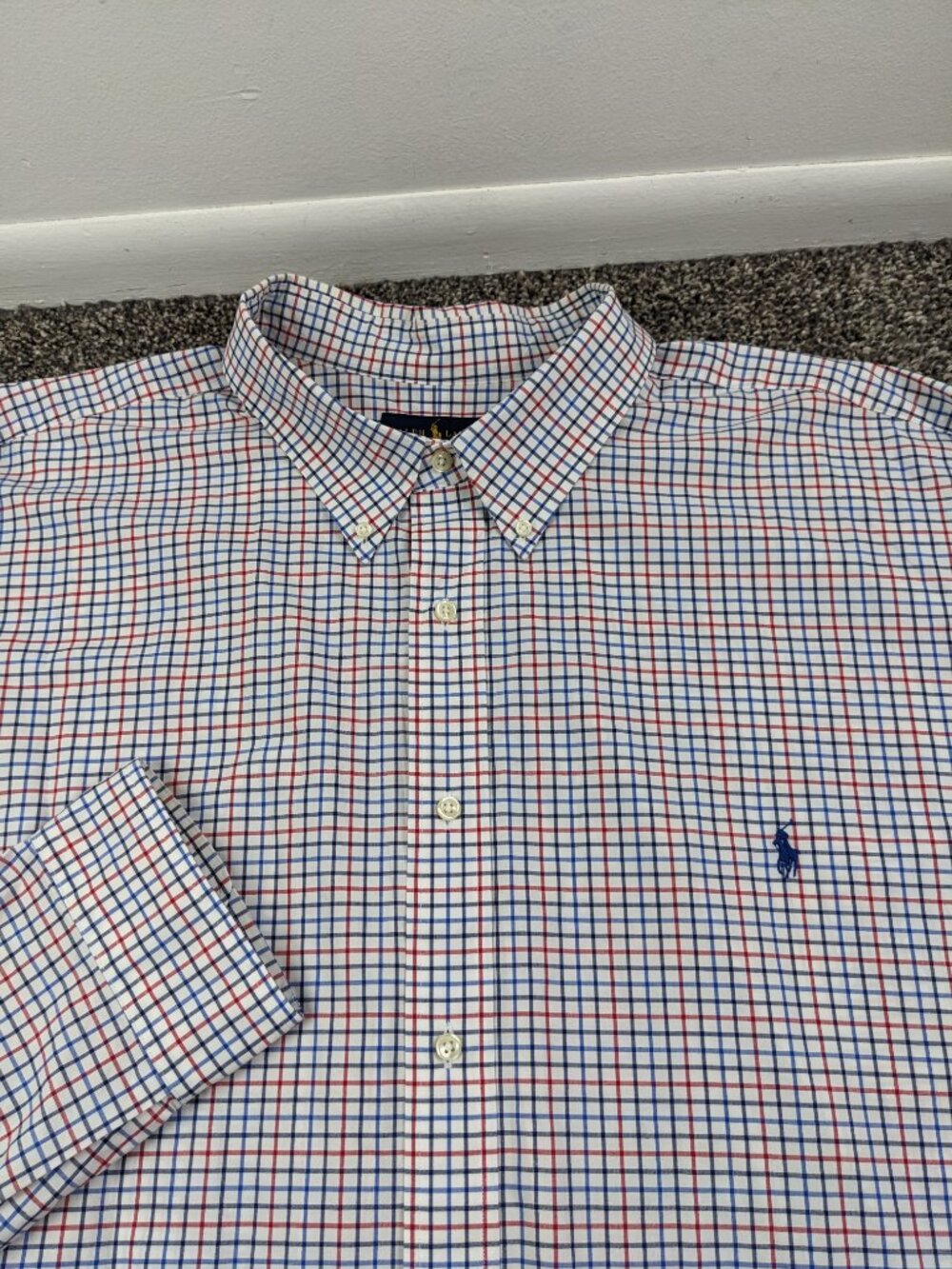 Polo Ralph Lauren Shirt L/S Button Down Tattersall Checked Red Blue Mens 4XB
